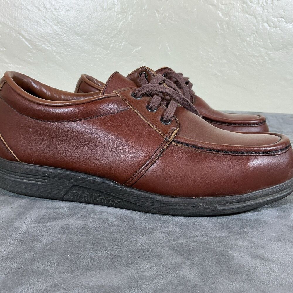 Red Wing Work Shoes Vintage Made In The USA Men’s Steel Toe Lace Brown 7.5 EEE